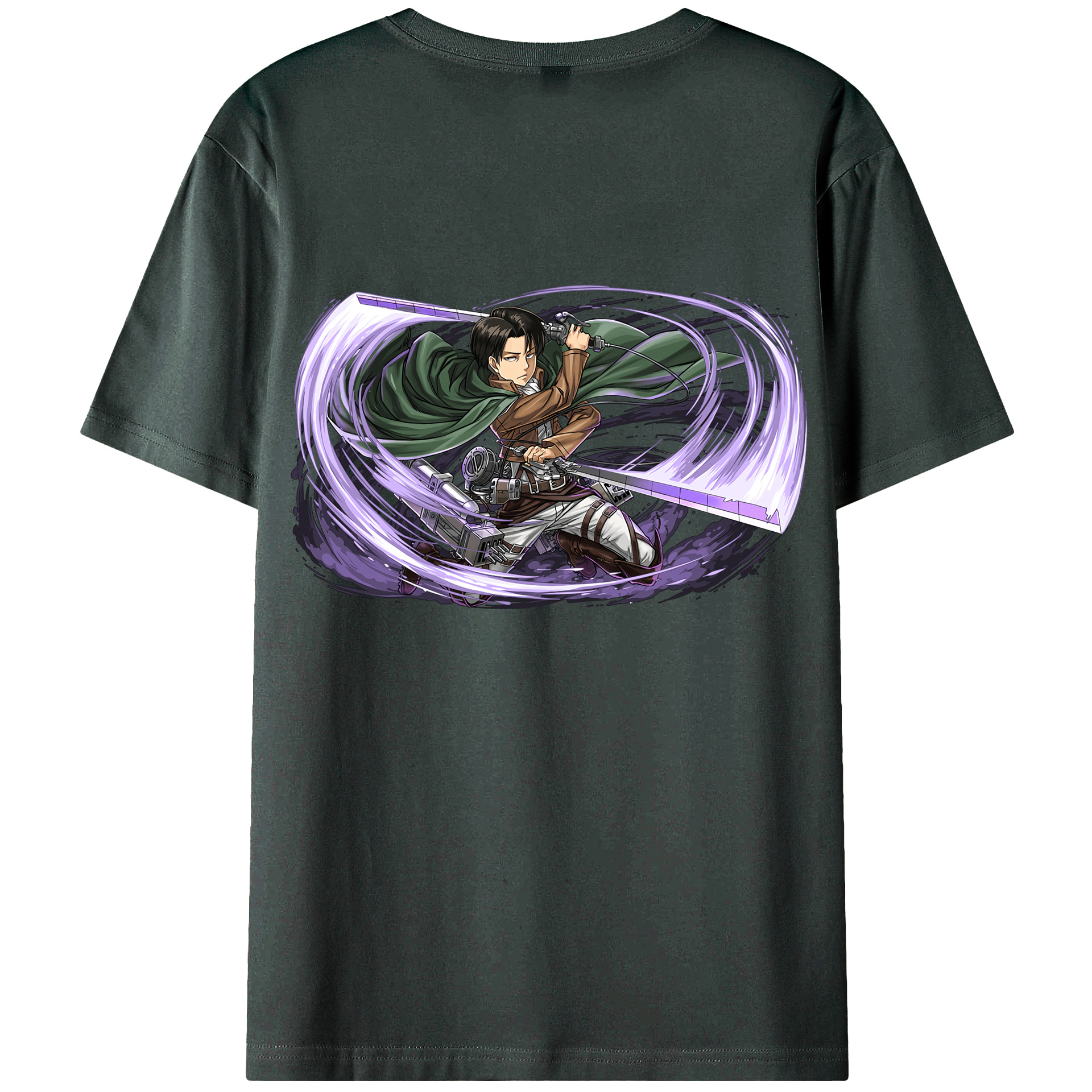 （画像用） 進撃の巨人 リヴァイ·アッカーマン Attack on Titan Levi Ackerman 綿100％ メンズ半袖Tシャツ（バックプリント） 通気性